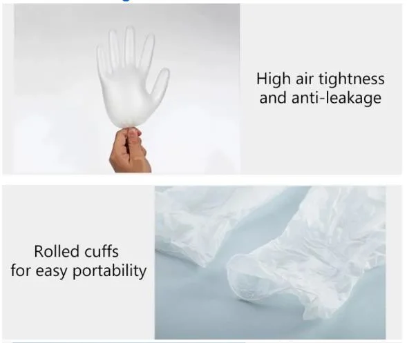 Standard Disposable Powder Free Industrial Grade Gloves Blue Fingers PVC Gloves