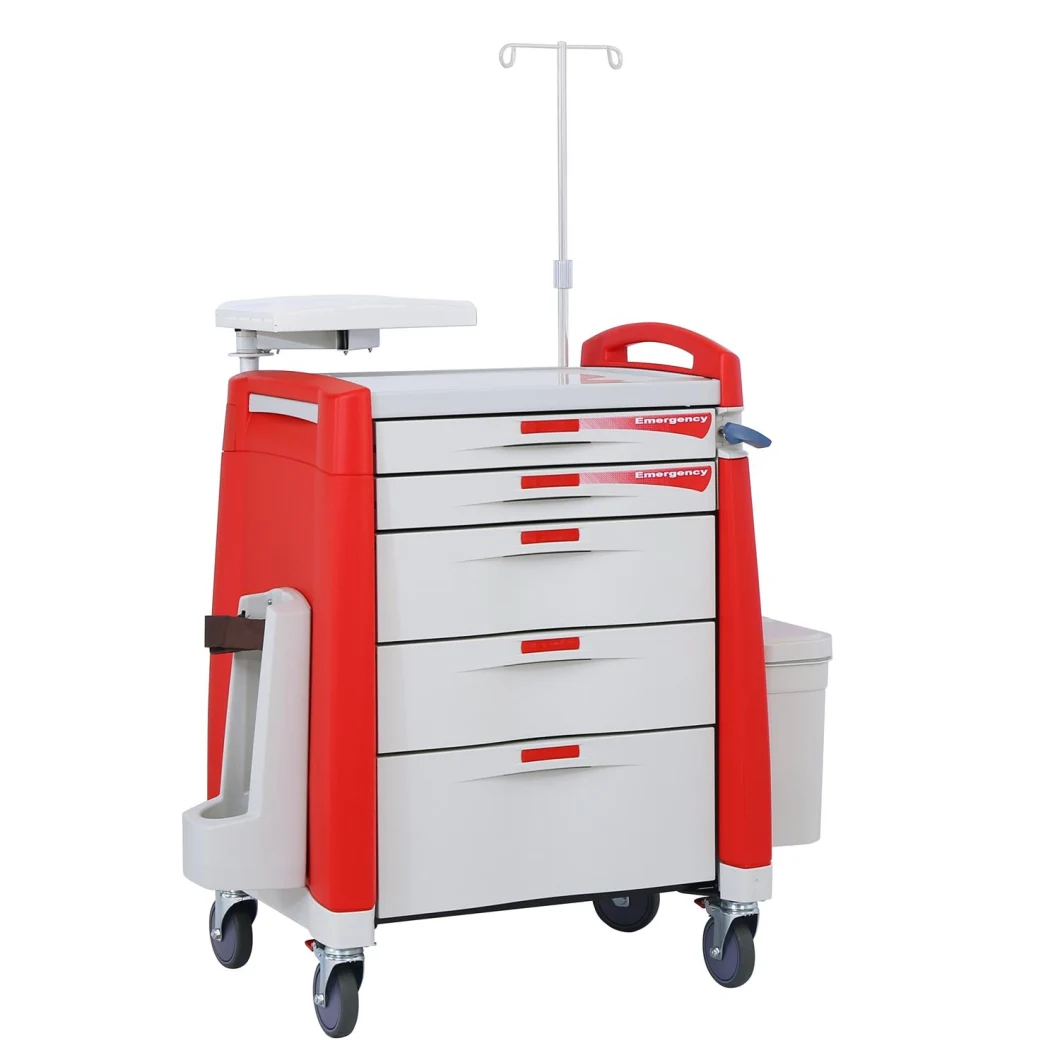 Hospital Furniture ABS Emergency Medical Trolley for ICU Room