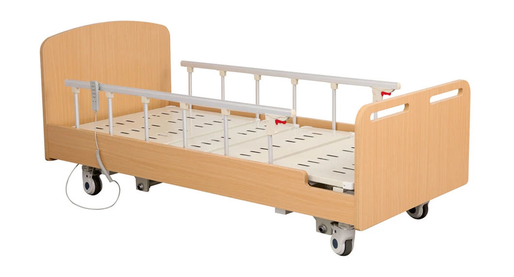 Factory Price Movable Multifunction Wood Manual Medical Hospital Bed with Wheels